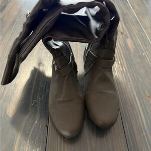Grey Leather Boots